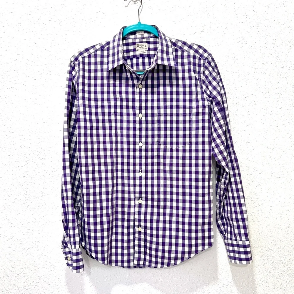 J. Crew Men's Purple Gingham Button Down Shirt M
